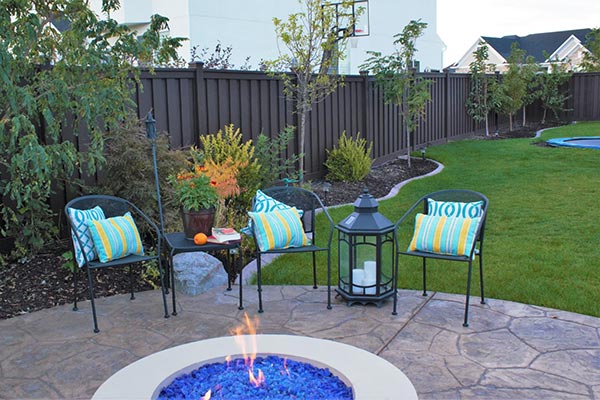 Trex Composite Fence In Landscaped Backyard Trex Composite Fence in Landscaped Backyard
